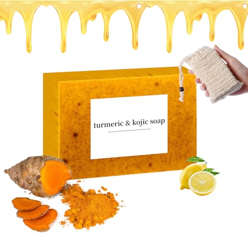 Turmeric Kojic Acid Soap Bar, Turmeric & Lemon Oil Kojic Acid Soap, Glowing, Radiant Skin, All Natural Gentle Cleanser for All S