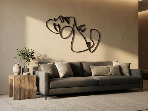Decoración de pared moderna de madera negra VAILLA Line Art para dormitorio