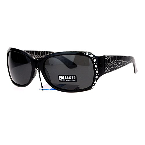 SA106 Anti Glare Polarized Womens Rhinestone Plastic Rectangular Butterfly Sunglasses
