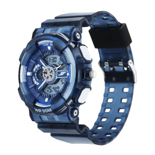 Image of SF Ana-Digi Plastic Black Round Dial Black Colour Polyurethane Strap Mens Watch - NU77137PP11