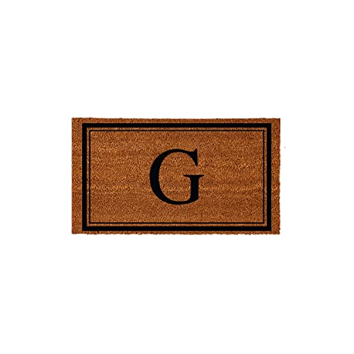 Evergreen Flag Monogram Letter G Entrance Doormat | 28 x 16 inches | Dirt Catching Natural Coir | All-Season | Non-Slip Backing | Indoor and Outdoor Home Decor