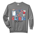 Retro Clinic Crew American Flag Fireworks Nurse 4th Of July Comfort Colors Adult Sweatshirt