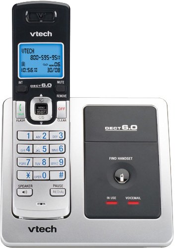 V-Tech DS6111 DECT 6.0 Cordless Phone with Caller ID and Handset Speakerphone (Silver/Black)