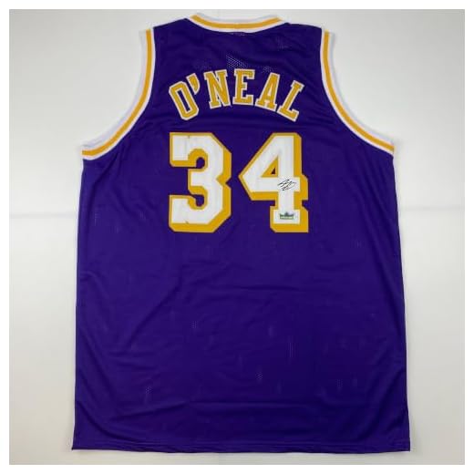 Facsimile Autographed Shaquille Shaq O'Neal Los Angeles LA Purple Reprint Laser Auto Basketball Jersey Size Men's XL