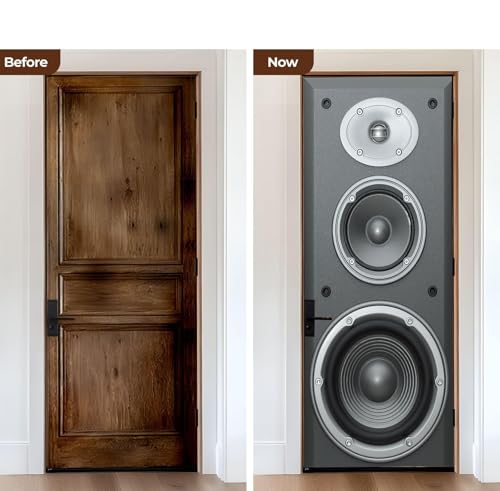 FLFK 3D Türtapete Selbstklebend TürPoster 77x200cm-Großer Lautsprecher Türaufkleber Abziehen und Aufkleben Mauer Aufkleber Zuhause Dekor(2 Stk/Set)