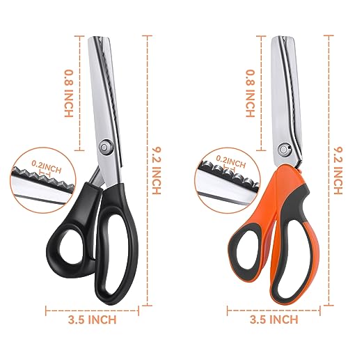 CHEE MONG Pinking Shears for Fabric, 2 Pack of Stainless Steel Zig Zag Scissors with Serrated Cutting Edge, Professional Sewing Pinking Shear with Rubber Handle for Fabric/Leather/Paper Craft by CHEE MONG - Image 3