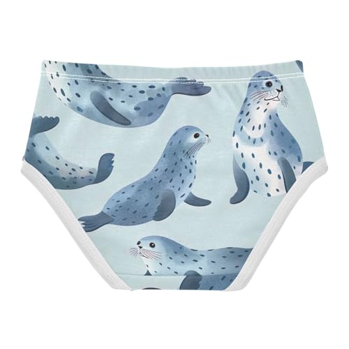Toddler Briefs, Seal Blue Cotton Underwear Girls, 2T–8 Years2