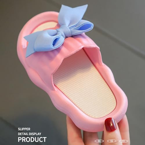 Girls Bow Slippers Cute Flip Flops Summer Cushion Thick Sole Large Bow Kawaii Platform Cloud Slides Home Sandals4