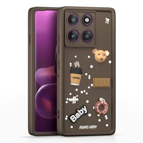 Image of Pikkme Back Cover for Motorola Moto Edge 60 Pro 5G | Cute Fun Cartoon 3D Bear Silicone Full Body Protection Bumper Case (Brown)