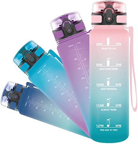 Grsta water bottle with time markings - Water bottle 0.5l, BPA free water bottle - Kids water bottles, Leakproof water bottle for School, Bike, Run, Travel, Outdoor