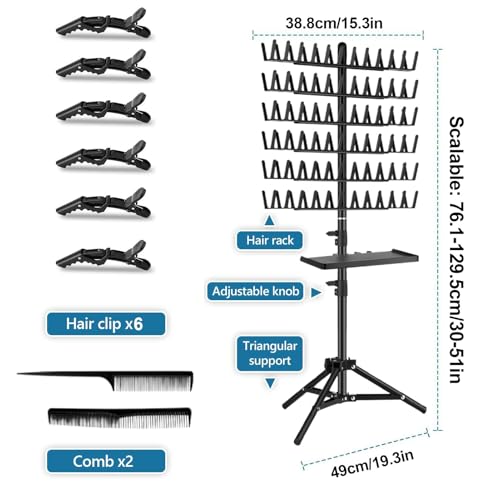 Support pour extensions de cheveux noir et amovible pour tressage - 3