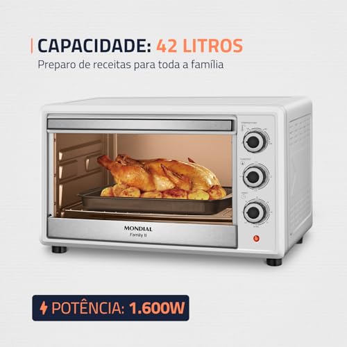 Forno Elétrico 42L Family II, Mondial, Branco/Inox, 1600W, 110V - FR-42-W