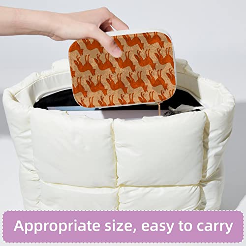 Caja organizadora de terciopelo con zorros naranjas para joyas de viaje con cremallera 5