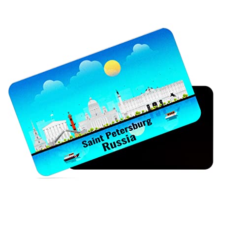 Image of dhcrafts Rectangular Rubber Fridge Magnet /Magnetic Card Blue Russia Saint Petersburg Design Pack of 1 (8.6cm x 5.4cm)