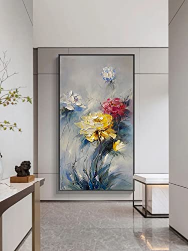 Peinture pivoine 3D faite main pour créer un salon chaleureux et poétique