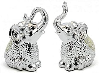 Mille SILVER SET OF 2 LUCKY ELEPHANTS STATUES