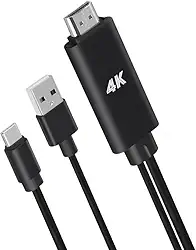 Adaptador USB-C para HDMI 4K, Cabo Conversor MHL, Compatível com Celulares, Notebooks e MacBook, Plug & Play, BLACK/Silver