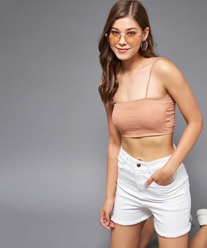 Image of Miss Chase Women's Relaxed Mid Rise Regular Non Stretchable Denim Shorts