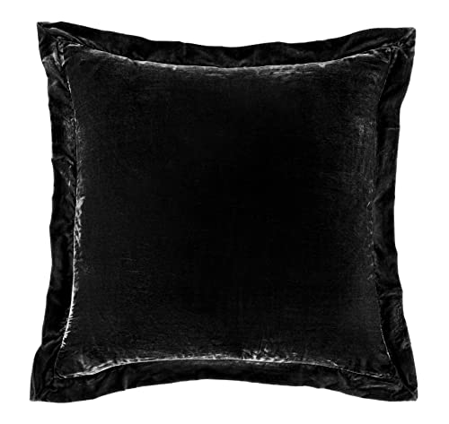 HiEnd Accents Stella Faux Silk Velvet Black Flanged Euro Sham