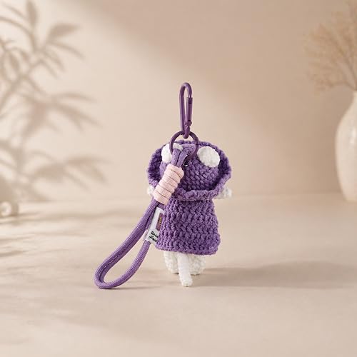 TerraSurge Crochet Cat Keychain, Handmade Cat Bag Charm with Metal Clip, Plush Kitty Purse Charm with Gift Box and Message Card, Cute Backpack Accessory for Women, Cat Lover Gift — view 6