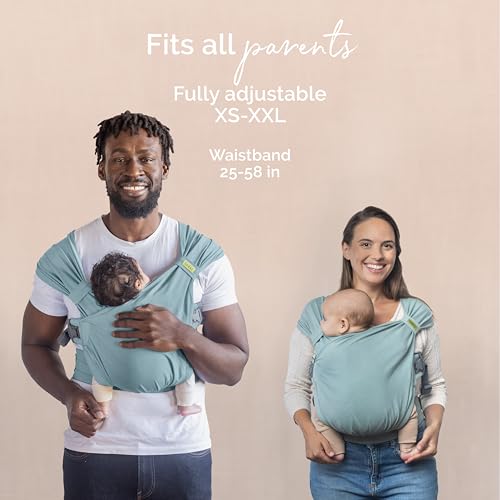 Image of Boba Bliss Pre-Wrapped Baby Carrier with Buckle - Newborn to 7-35 lbs Light, Breathable & Easy to Adjust Hybrid Infant Sling & Toddler Carrier - Certified Hip-Healthy for 0-18 Months - Sea Mist