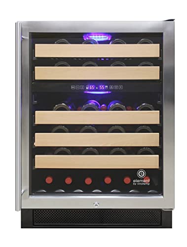 Image of Vinotemp 46 Bottle Wine Cooler Refrigerator Freestanding or Built-in Wine Fridge with Dual Zone Temperature Control, Front Venting with Glass Door and Safety Lock, 46 Bottle, Black