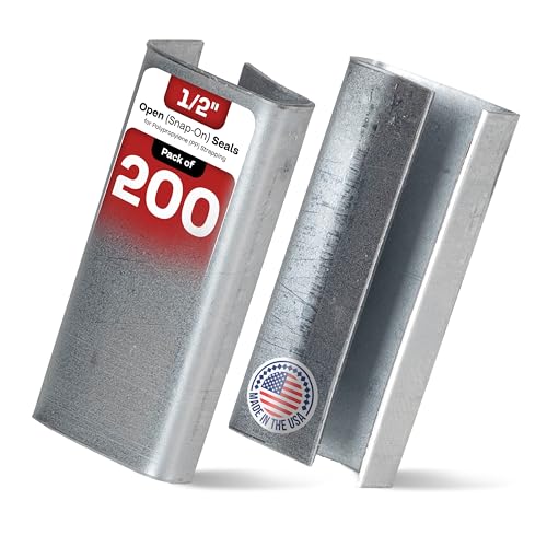 Image of IDL Packaging Open (Snap-On) Seals of 1.25 inch Length for 1 /2 inch Strap Width Polypropylene (PP) Strapping (Pack of 200) - Strong Metal Clips with Superior Holding Power