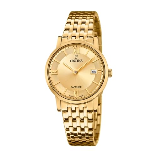 Festina Orologio Da Donna Placcato Oro Con Bracciale In Acciaio F20021/2