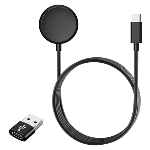 Chargeur Magnétique sans Fil Rapide et Sécurisé pour Montre Connectée, Station de Charge 3 en 1 Portable avec Câble Type C et Adaptateur USB-C vers USB-A