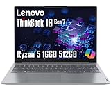Lenovo ThinkBook 16 Gen 7 Business Laptop (16' FHD+ Anti-Glare, AMD Ryzen 5 7533HS ( i7-1255U), 16GB DDR5 RAM, 512GB SSD), Fingerprint Reader, Webcam, Ethernet, Wi-Fi 6, Win 11 Pro w/ Copilot, Grey