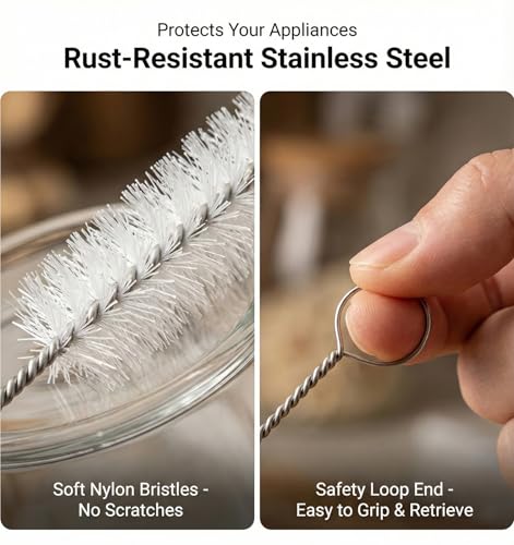 4 Pcs Straw Cleaner Brush Extra Long, 39.4 Inches Wire Tube Brushes with Soft Nylon Bristles Head, Wire Brush Pipe Cleaning Brushes for Feeding Tubes Bottles Straw (White)
