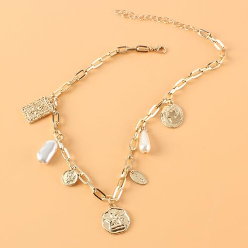Pendentif Vintage en Or cadeau idéal femmes et filles avec perle blanche chic - 6