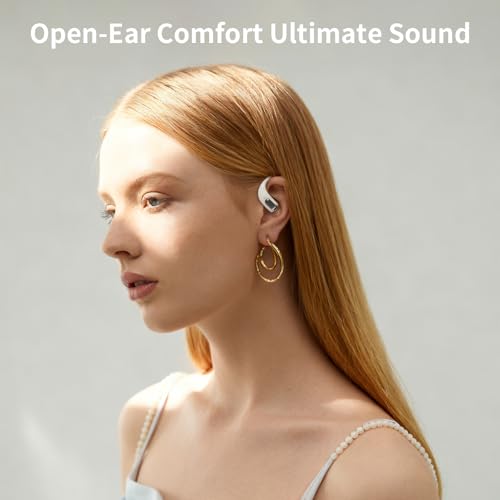PDSKEPZ Open Ear Earbuds, IPX4 Waterproof Running Headphones for Gym Beige, Bluetooth 5.4 Wireless Earphones, 48H Playtime, Lightweight Earbuds with Ear Hooks - image 6