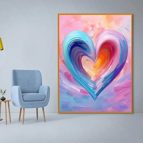 Peinture à l'huile de cœur d'amour pour décoration de salon chic