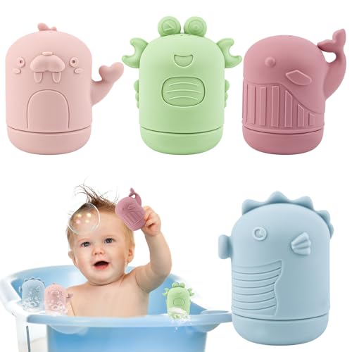RISVOWO Juguetes Bañera para Bebe, Juguete de Baño Silicona, Juguetes Montessori Bebes 1 Años, Estimulación Sensorial, Juguetes Educativos para Niños 6 9 12 Meses 1 2 3 Años