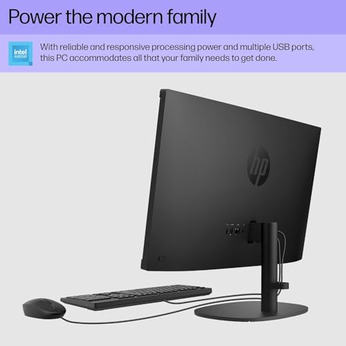 Image of HP 21.45 inch FHD All-in-One PC, Intel N200, 32GB DDR5, 2TB PCIe SSD, WiFi 6, Bluetooth, Windows 11 Home, Includes Wired Keyboard & Mouse + External 9H 6-in-1 DVD Drive, Black