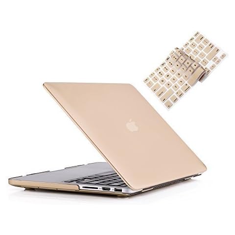 RUBAN Case for Old MacBook Pro 13 inch (A1502 & A1425 Models) 2015 2014 2013 2012, Plastic Hard Shell Case & Keyboard Cover for Old Version Mac Pro Retina 13 Inch, Gold Cover