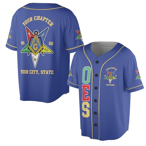 Customize Name, Chapter Name OES Order of The Eastern Star Freemason 3D Baseball Jersey S-5XL miniatura 1