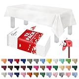 Grandipity 12 Pack Premium Disposable Plastic Tablecloth 54 Inch. x 108 Inch. with 0.3mm Thickness Table Cover - White