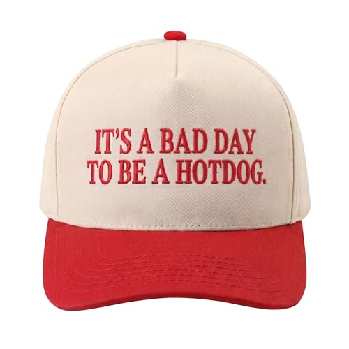 Funny Trucker Hats Vintage Adjustable Embroidery Baseball Caps Snapback Hat for Women Gag Gifts (Bad Day to Be Hot Dog)