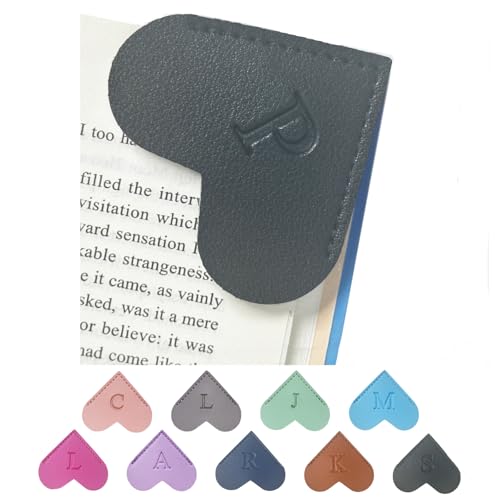 MOTEERLLU Personalized Leather Heart Bookmark with Initials