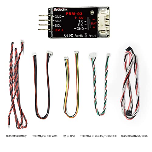 Radiolink PRM-03 Real-time OSD Information Telemetry Module GPS/RSSI/Voltage (1S-12S)/Distance and More on RC Transmitter AT9/AT9S/AT9S Pro/AT10II, Works with crossflight/Minipix/PIXHAWK, APM FC