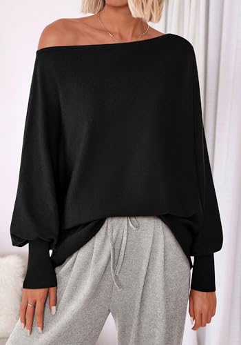 BTFBM Casual Sweaters for Women Fall Fashion 2025 Off The Shoulder Sweater Solid Knitted Pullover Loose Jumper Tops4