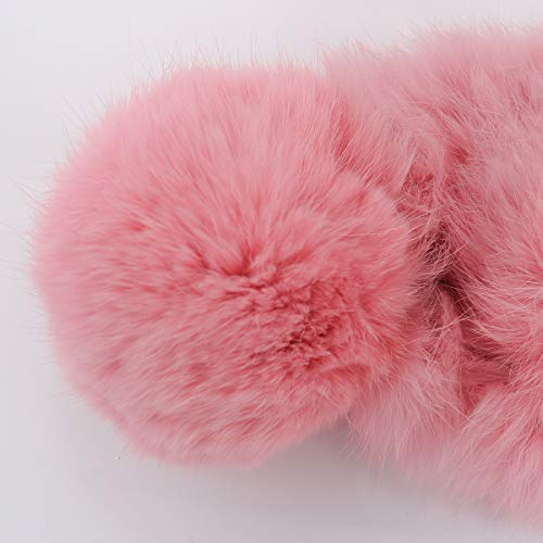 surell Long Rabbit Ball Scarf - Womens Neck Trim Scarf - Winter Collar Wrap (Light Pink)4