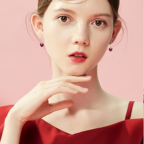 Heart Earrings For Women 925 Sterling Silver Birthstone Earrings Austrian Crystal Dangle Leverback Earrings Gifts For Mother's Day Graduation #TOP2