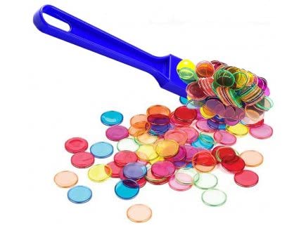 cavernedesjouets Kit Loto Baton ramasse jetons magnetique Bleu et 100 pions Transparents aimantes - Accessoires Bingo 2 en 1 - Set Jeu et Une Carte