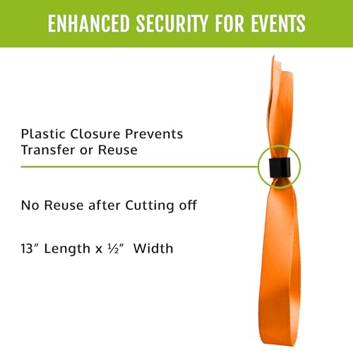 Wristco 100 Pulseiras de Tecido para Eventos - Pulseiras de Tecido Laranja Pulseiras para Concertos