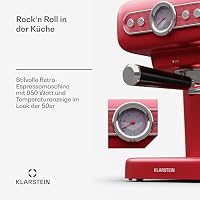 Klarstein Espresso Siebträgermaschine mit Milchaufschäumer, 1,2L Retro Mini-Espressomaschine mit Siebträger, 950 W Kaffeemaschine Klein, Edelstahl für Cappuccino, Latte & Macchiato – Ansicht 3