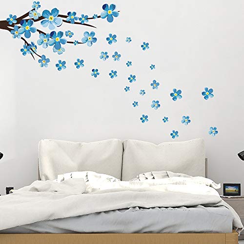 Preisvergleich Produktbild Neue Art Blaue Pflaume Wandaufkleber Kunst Aufkleber Wohnzimmer Sofa Schlafzimmer Wand Hintergrund Dekorationen Pflaume Blüte Aufkleber Tapete