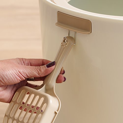 image for IRIS USA Medium Stylish Round Top Entry Cat Litter Box with Scoop, Cur